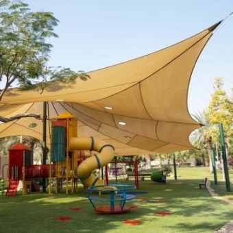 Shade structure on the playground safe for UV sun protection