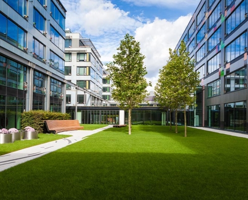 image of artificial grass used for a corporate property