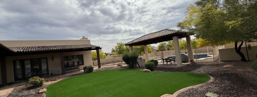 Artificial turf backyard in Arizona