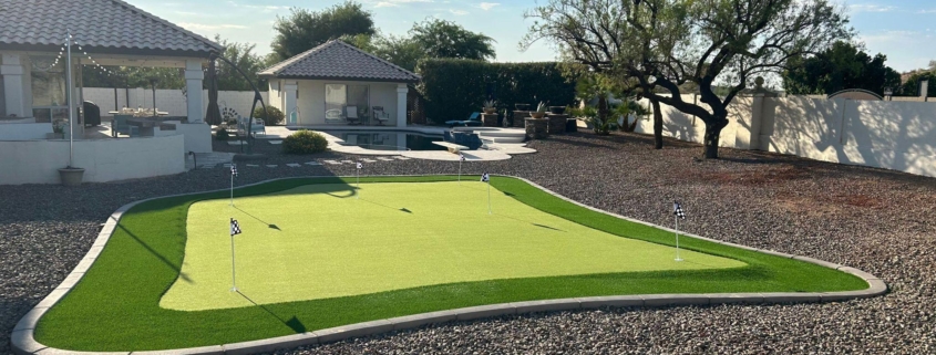 Synthetic turf backyard putting green