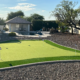 Backyard artificial turf putting green