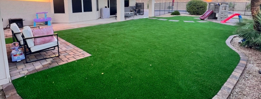 Artificial grass backyard lawn