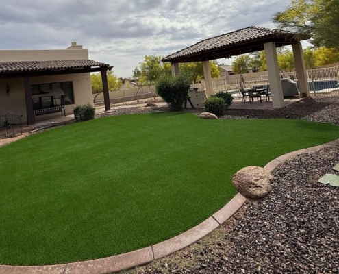Residential artificial turf lawn installation