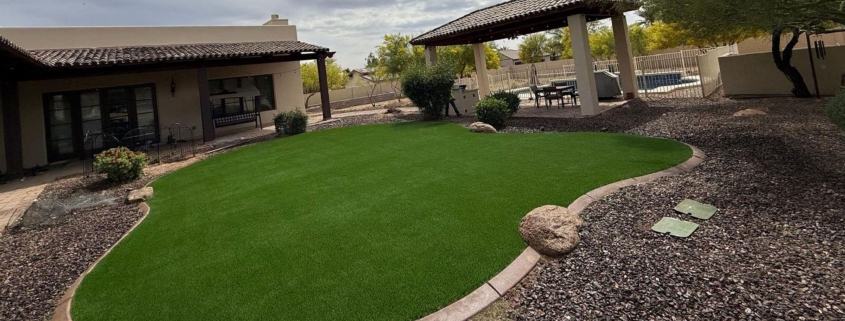 Residential artificial turf lawn installation