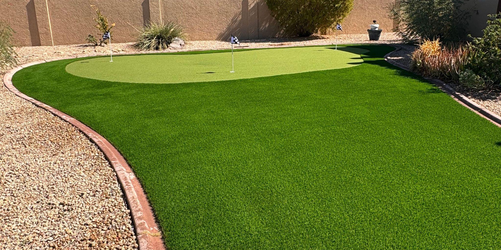 Artificial backyard putting green