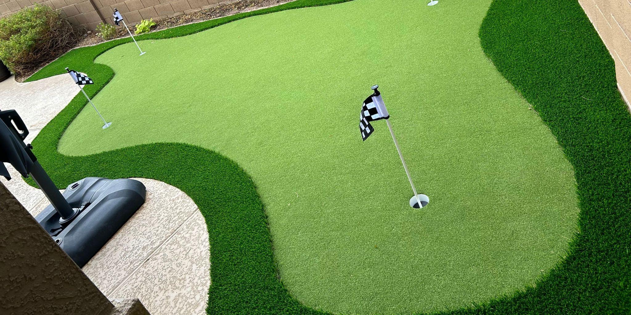 Mini golf course with green turf